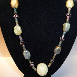 DANCE PARTY CARVED SNOW MELT JADE BALL 6 JASPER JADE BEADS SILVER